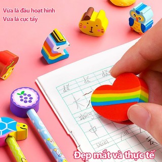 Bút Chì Cho Học Sinh Kèm Tẩy Luyện Chữ Gỗ Cute Văn Phòng, Họa Tiết Hoạt Hình Noel Thỏ, XẢ RẺ Dụng Cụ Học Tập Giá Rẻ