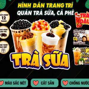 Decal Trang Trí Quán Cafe Hình Ly Trà Sữa và Trà Trái Cây 🌈 Miễn Phí Vận Chuyển Decal Dán Tường Đẹp mắt