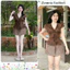 Set bộ nữ đi chơi áo kiểu corset bèo phối chân váy ngắn xếp ly sọc tăm vải thô mềm phong cách Hàn Quốc HCOM27450