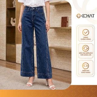 Quần Jean Nữ 𝐂𝐂𝐇𝐀𝐓 Dáng Suông Sora Dệt Chéo Chất Liệu Jeans Denim Cao Cấp 16GDJ2002ST