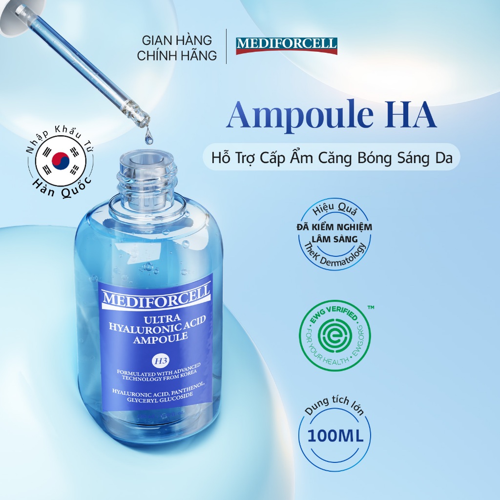 [100ml] Tinh Chất Cấp Ẩm Sâu Căng Bóng Sáng Da Mediforcell Ultra Hyaluronic Acid Ampoule 100ml | BigBuy360 - bigbuy360.vn