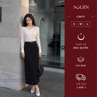 [SALE 14-16/7] Áo Sơ Mi Nữ Dài Tay SOLIIN Sơ Mi Ren Phối Cổ Lụa Phong Cách Công Sở Thanh Lịch | LINCY