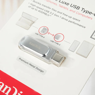 USB OTG Sandisk Dual Drive Luxe 256GB TypeC 3.2 tốc độ 400MB/s - dành cho android, aiFon 15 16, máy tính laptop (Bạc)