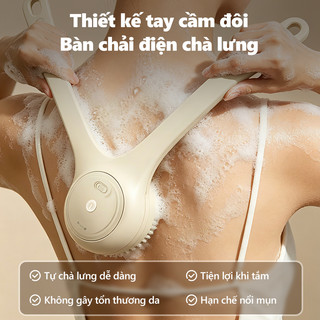 Bàn chải tắm điện tự động  cán kép co giãn180° Kèm móc treo dễ cất giữ Bàn Chải Cọ Lưng điện Cầm Tay