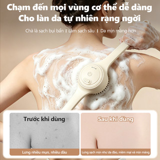 Bàn chải tắm điện tự động  cán kép co giãn180° Kèm móc treo dễ cất giữ Bàn Chải Cọ Lưng điện Cầm Tay