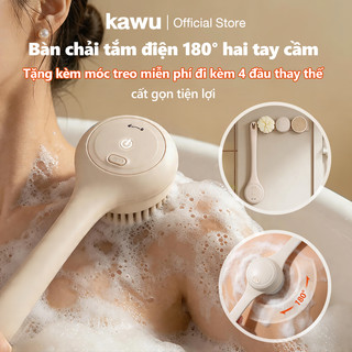 Bàn chải tắm điện tự động  cán kép co giãn180° Kèm móc treo dễ cất giữ Bàn Chải Cọ Lưng điện Cầm Tay
