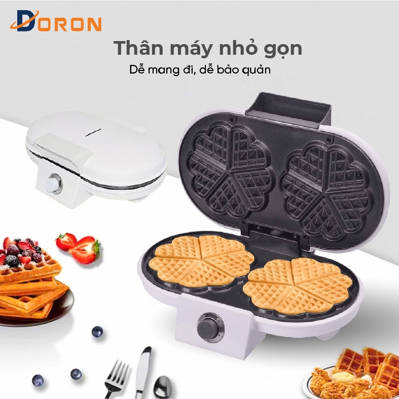 Máy nướng bánh bông lan, waffle DORON 1200W gia nhiệt kép