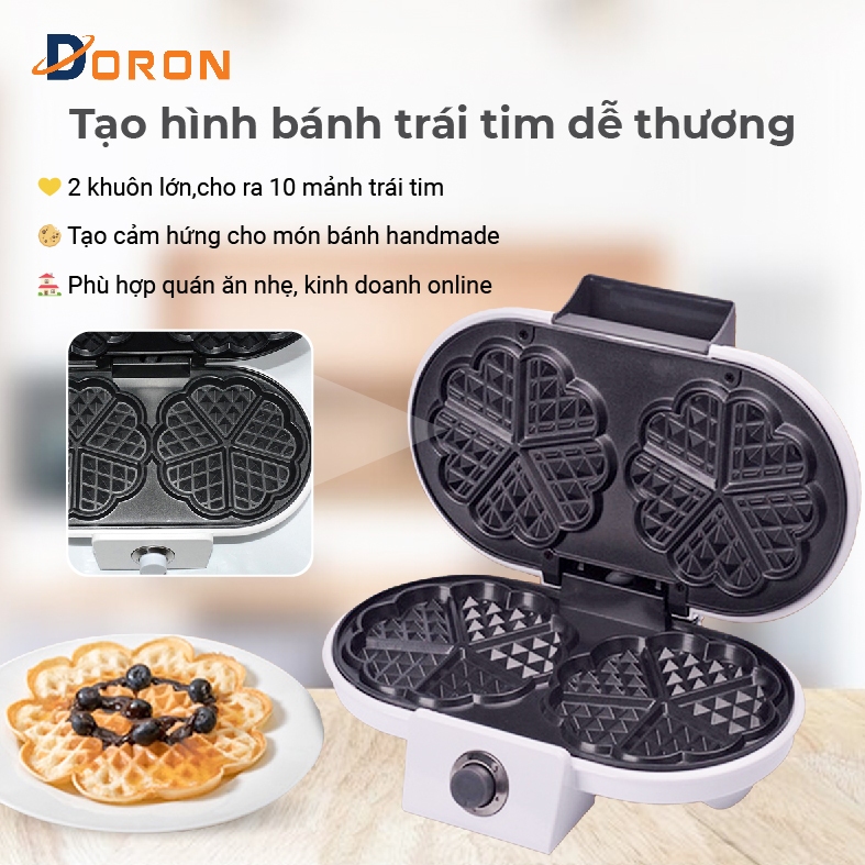 Máy nướng bánh bông lan, waffle DORON 1200W gia nhiệt kép