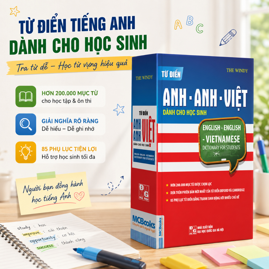 Sách - Từ điển Anh-Anh-Việt dành cho học sinh - 85 phụ lục từ điển bằng tranh đặc sắc - BizBooks