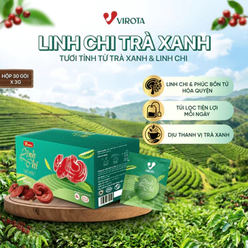 Linh Chi trà xanh VIROTA - Trà xanh thanh nhẹ dễ uống túi lọc 3g x 30 túi