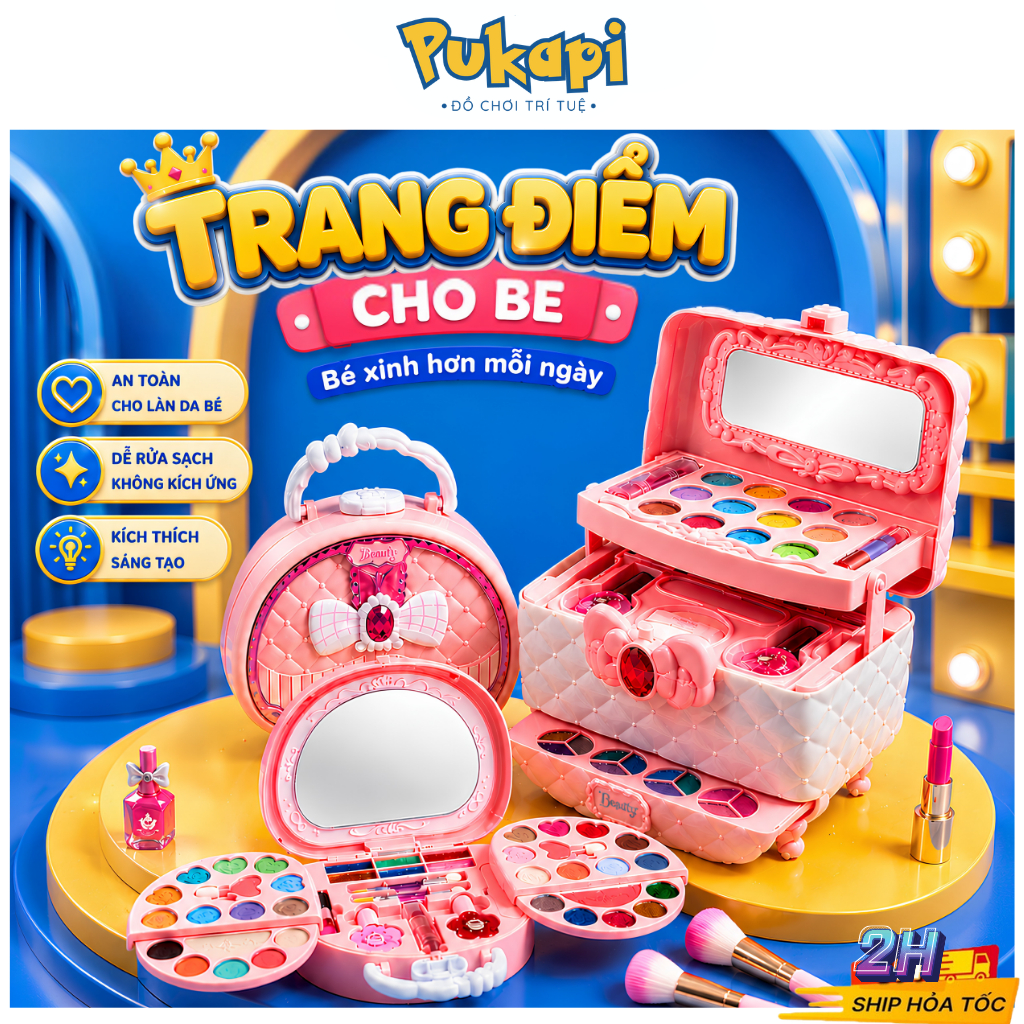 Bộ Đồ Chơi Trang Điểm Mỹ Phẩm Trẻ Em Túi Xách Trang Điểm Bộ Mỹ Phẩm Đồ Chơi Bé Gái Son Phấn- Đồ Chơi Cho Bé PUKAPI
