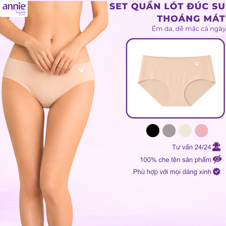 Combo 5 quần lót đúc su annie QE 4577 lưng cao mỏng nhẹ,tàng hình, mát mẻ cả ngày