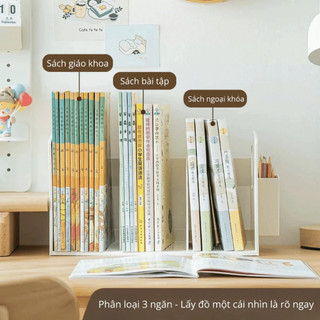 Kệ Sách Để Bàn Decor LoviOffice 9619 - Giá Sách Nhựa Chữ U Hiện Đại Tích Hợp Ống Cắm Bút Cho Bàn Làm Việc Nhỏ