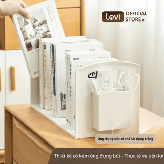 Kệ Sách Để Bàn Decor LoviOffice 9619 - Giá Sách Nhựa Chữ U Hiện Đại Tích Hợp Ống Cắm Bút Cho Bàn Làm Việc Nhỏ
