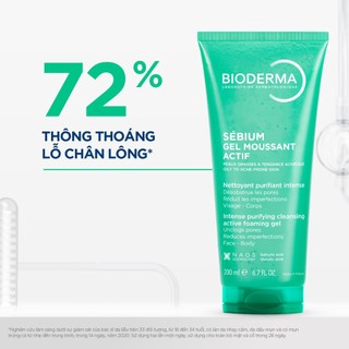 Gel rửa mặt làm sạch sâu và giảm mụn Bioderma Sébium Gel moussant actif - 200ml