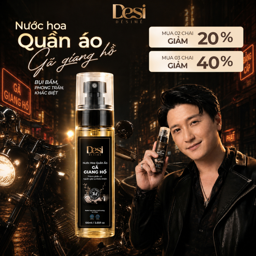 Nước Hoa Quần Áo Thơm Lâu Desi 100ml, Chai Xịt Thơm Quần Áo Nam Hương Phong Trần Trầm Ấm Gã Giang Hồ