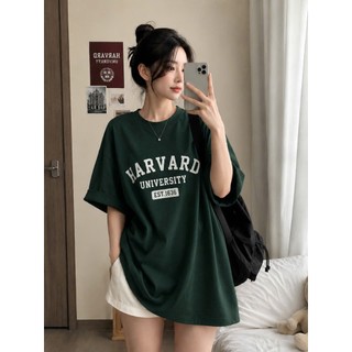 Áo phông thun nữ 3158 in chữ HARVARD form rộng unisex chất cotton khô KONOVA