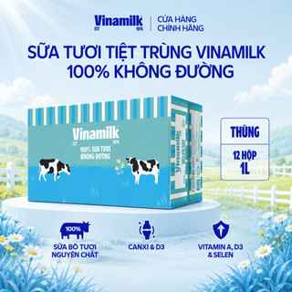 Sữa Tươi Tiệt Trùng Vinamilk 100% Không Đường 1L - Thùng 12 Hộp