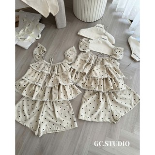 PHẠM THÙY SHOP: SET BỘ ÁO TẦNG BÈO MIX QUẦN SHORT CHẤM BI