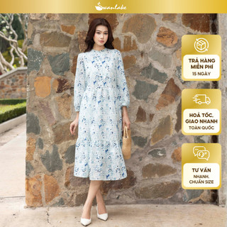 SWANLAKE | Váy Đầm Nữ Suông Maxi Đuôi Cá Hè Vải Cotton Thêu Đục Lỗ In Hoa Đi Biển Du Lịch D12394
