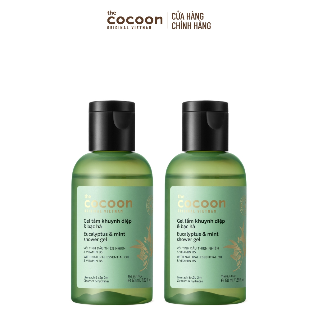 HÀNG TẶNG KHÔNG BÁN - Combo 2 Trial size - Gel tắm khuynh diệp & bạc hà Cocoon làm sạch và thư giãn 50ml