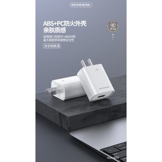 Bộ sạc Sendem B05 cổng TypeC, cáp dài 1M, max 2.1A (Trắng)
