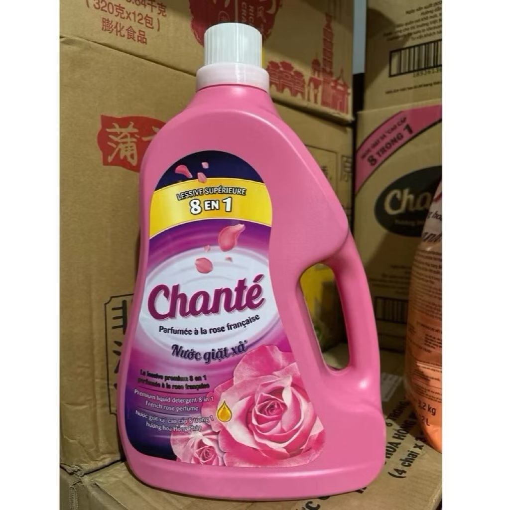 Nước giặt xả cao cấp Chanté 8 trong 1 – Hương hoa hồng Pháp (Chanté Parfumée à la rose française)