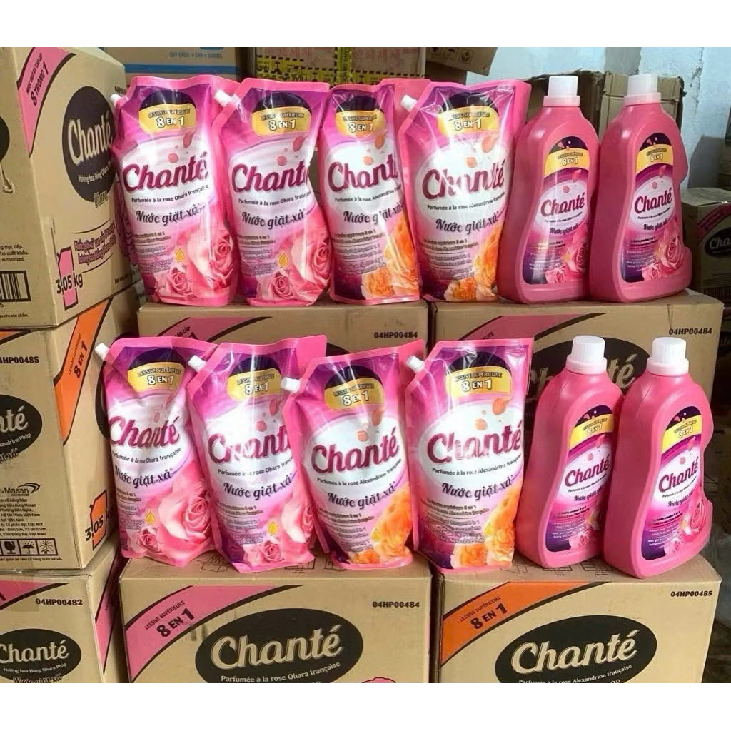 Nước giặt xả cao cấp Chanté 8 trong 1 – Hương hoa hồng Pháp (Chanté Parfumée à la rose française)