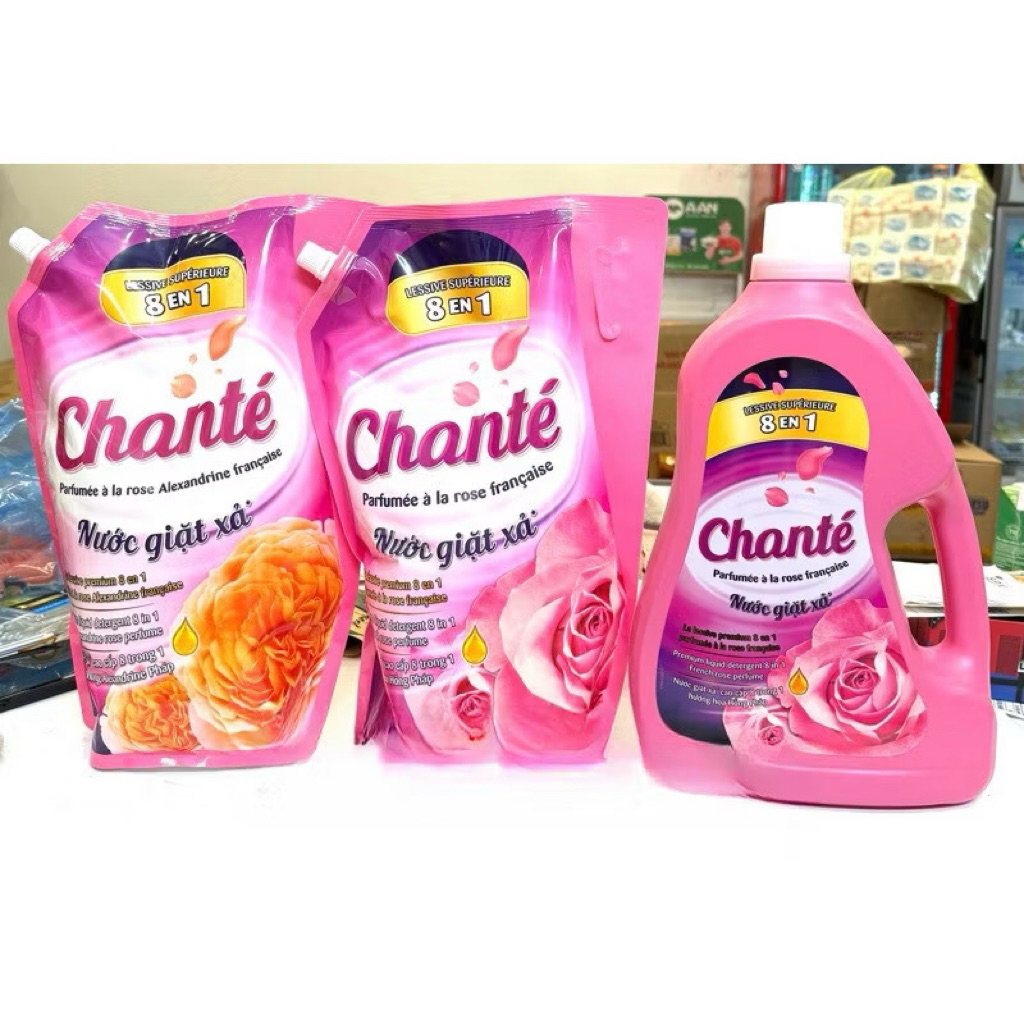 Nước giặt xả cao cấp Chanté 8 trong 1 – Hương hoa hồng Pháp (Chanté Parfumée à la rose française)