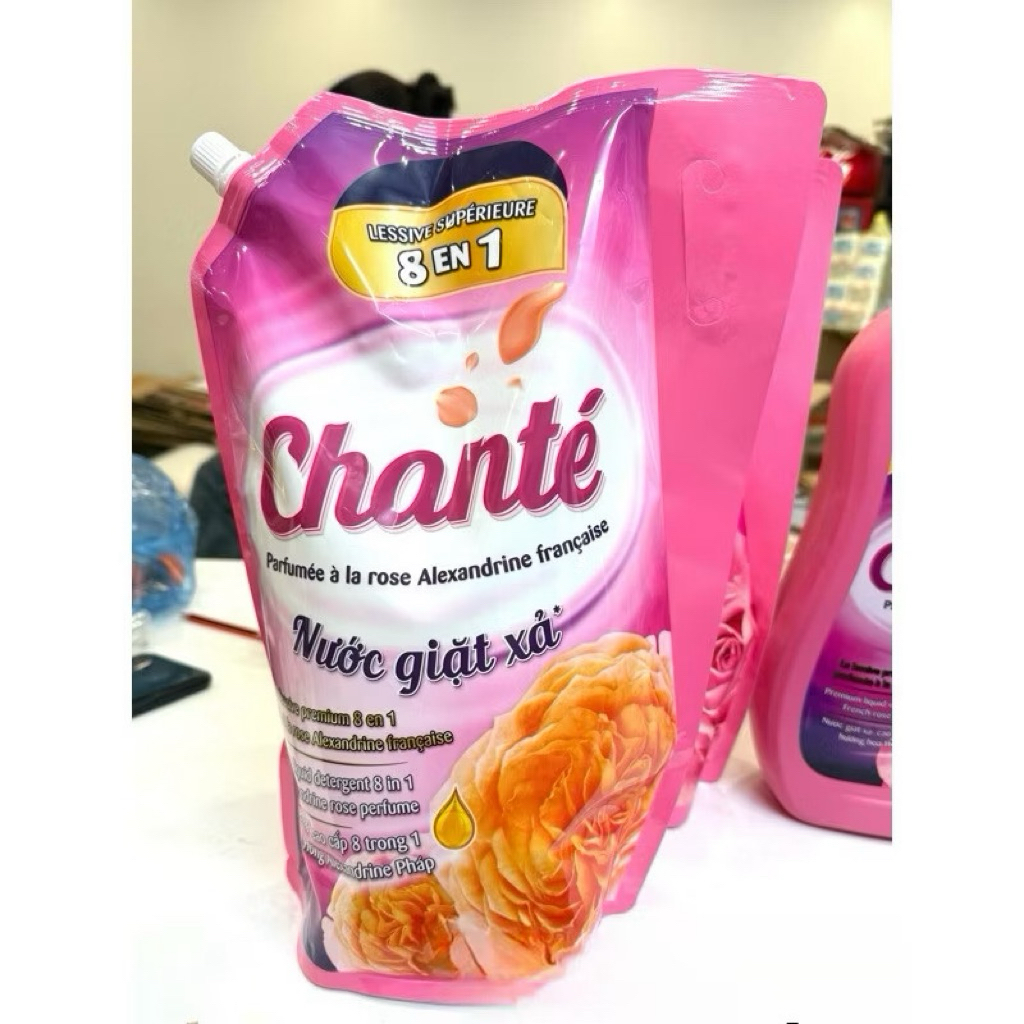Nước giặt xả cao cấp Chanté 8 trong 1 – Hương hoa hồng Pháp (Chanté Parfumée à la rose française)