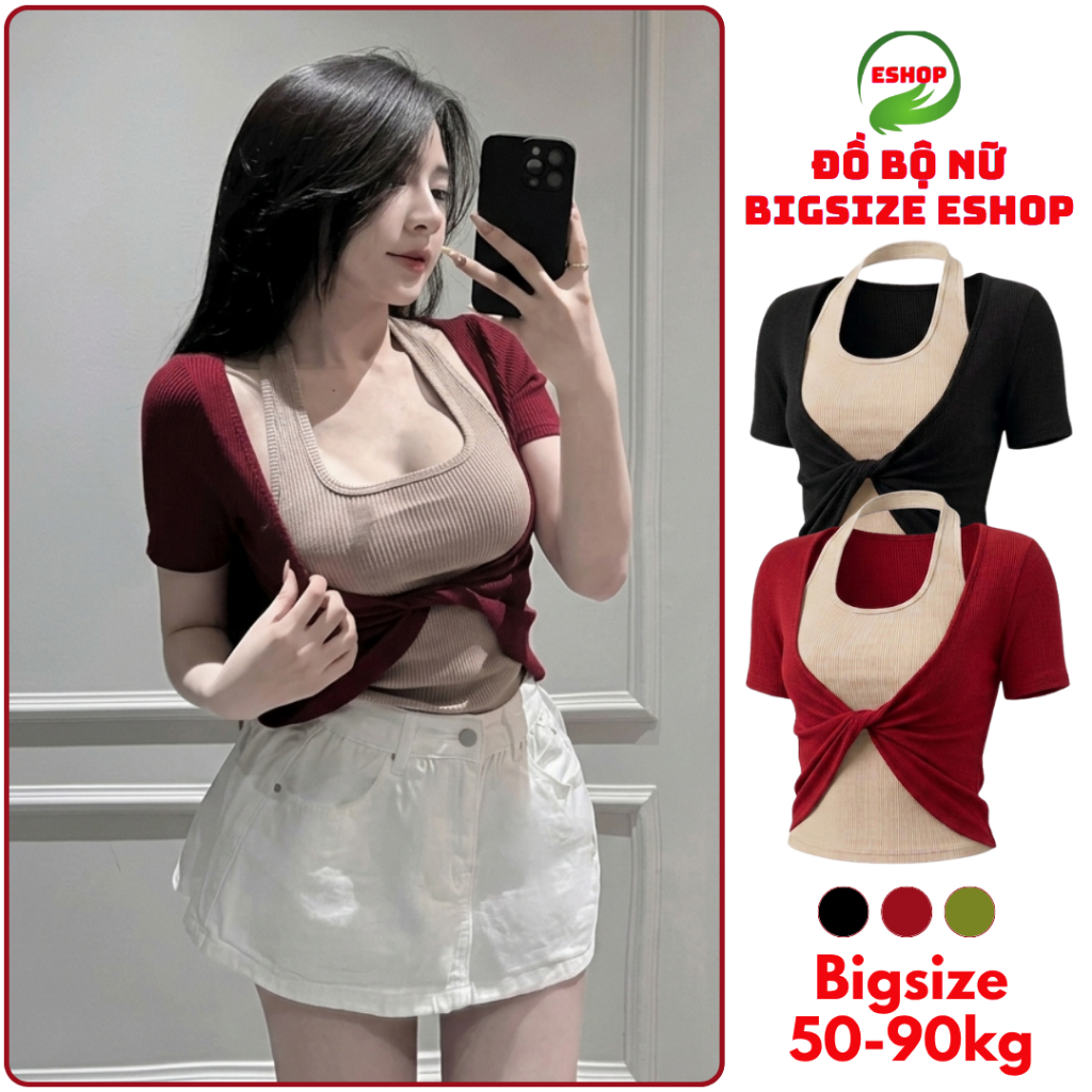 Áo thun tay dài tay ngắn bigsize ESHOP áo 2 món đẹp giá rẻ dễ thương xinh ôm body áo phongn nữ MS393