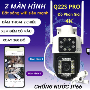 Camera Yoosee Wifi 2 Mắt Q22S PRO XEM 2 MÀN HÌNH cùng lúc xoay 360 Độ, IP66 , Đàm Thoại 2 Chiều, Ban Đêm Có Màu BH 1 NĂM