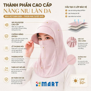 Mũ chống nắng trùm đầu tích hợp mặt nạ khẩu trang lụa băng lạnh che cổ có lỗ thoáng khí chống tia UV phù hợp cả Nam Nữ