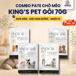 [COMBO] Pate Cho Mèo Cao Cấp King's Pet 4 Vị Đa Dạng Nguyên Liệu Tự Nhiên Bổ Sung Dinh Dưỡng Gói 70g Pet Kool