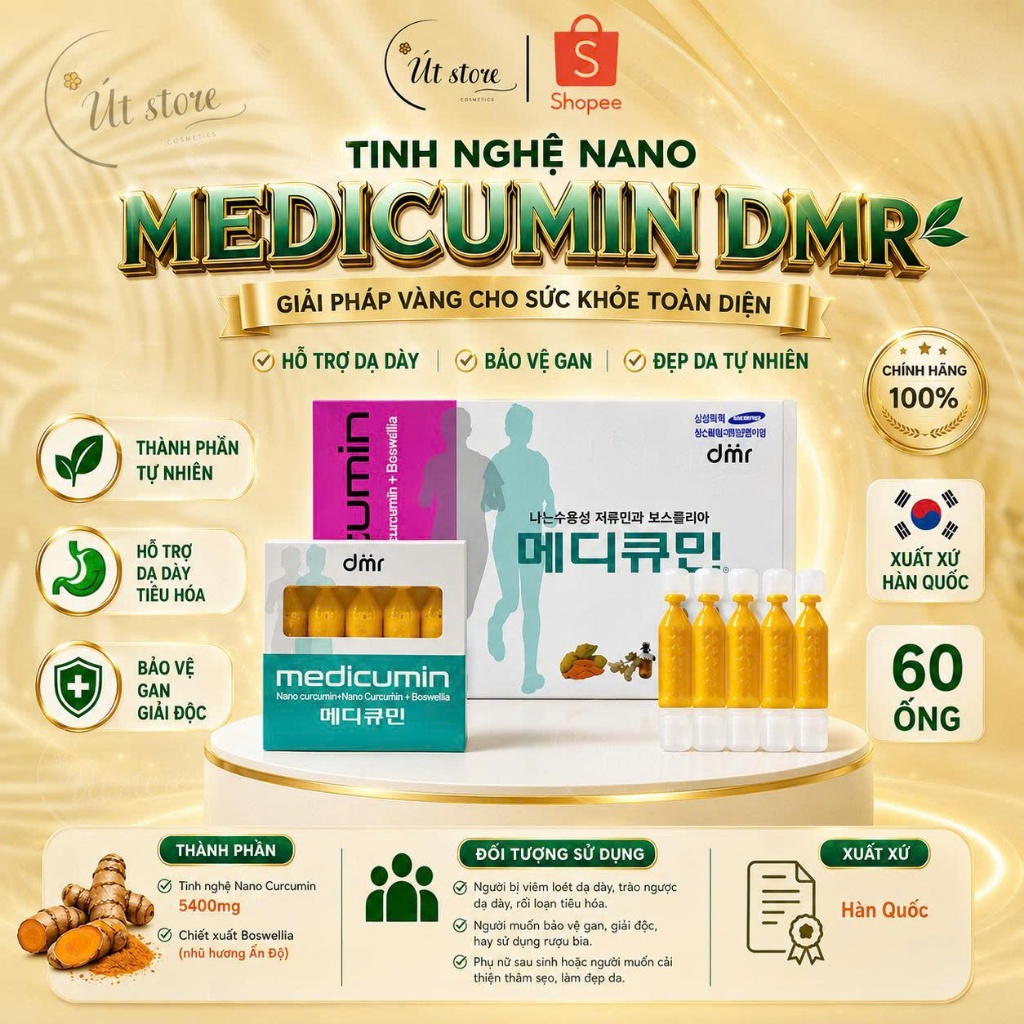 Tinh nghệ nano curcumin Medicumin DMR Hàn Quốc ngăn ngừa lão hóa (hộp 60 ống)