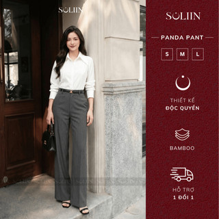 [SALE 14-16/7] Quần Suông Nữ Thiết Kế Kẻ Sọc SOLIIN Quần Công Sở Phong Cách Thanh Lịch | Panda pants