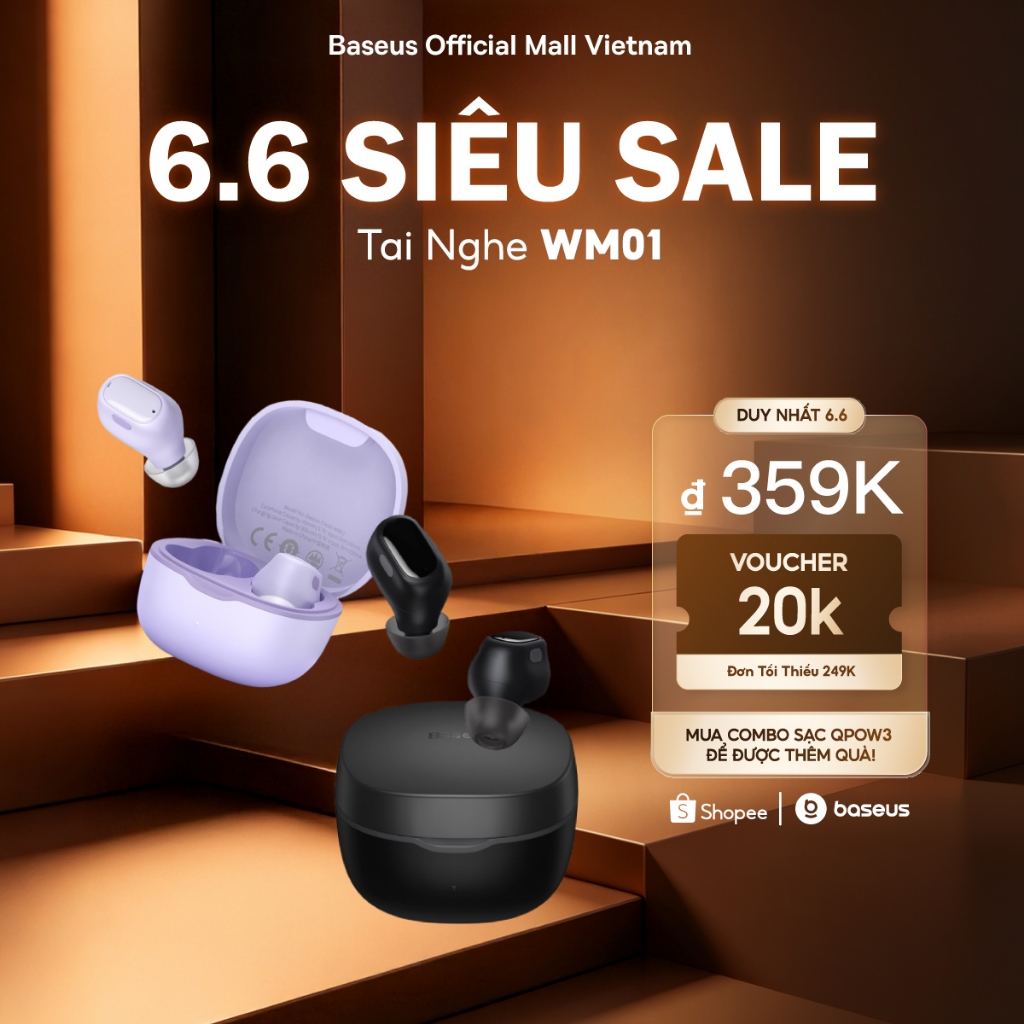 Tai Nghe Baseus WM01 Bluetooth 5.3 tai nghe Chống Ồn Có Micro điều Khiển Bằng Cảm ứng