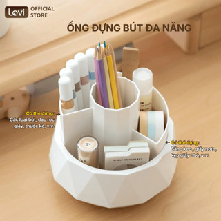 Ống Đựng Bút Xoay 360 Độ LoviOffice 3895 - Khay Cắm Bút Để Bàn 9 Ngăn Họa Tiết Kim Cương Sang Trọng Cho Văn Phòng