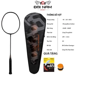 Vợt Cầu Lông Khung Carbon Căng Sẵn 10kg Siêu Nhẹ,Siêu Bền + Tặng Cuốn Cán Và Bao Đựng Vợt
