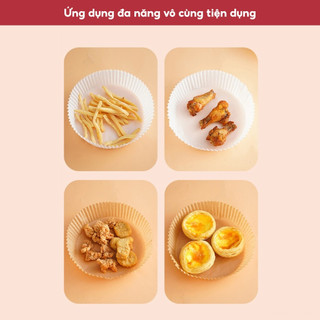 Combo phụ kiện nồi chiên không dầu với khay giấy bạc và giấy nến tròn hỗ trợ chế biến thực phẩm