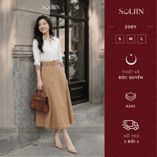 [BST MỚI] Chân Váy Chữ A Chất Liệu Kaki SOLIIN Chân Váy Xòe Thiết Kế Công Sở Thanh Lịch | ZOEY