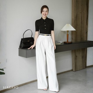 Áo polo nữ công sở HAGOO tay cộc cổ bổ trụ chất liệu thun tiêu lạnh phong cách trẻ trung [A8128]