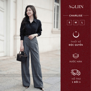 Quần Âu Nữ Ống Suông Form Đứng Thanh Lịch SOLIIN Chất Vải Tuysi Hàn Quốc Phong Cách Công Sở CHARLISE