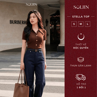 [VOUCHER 20%] Áo thun nữ thiết kế SOLIIN STELLA TOP, đóng khuy, chất liệu thun tăm Hàn co giãn tốt, thoáng mát