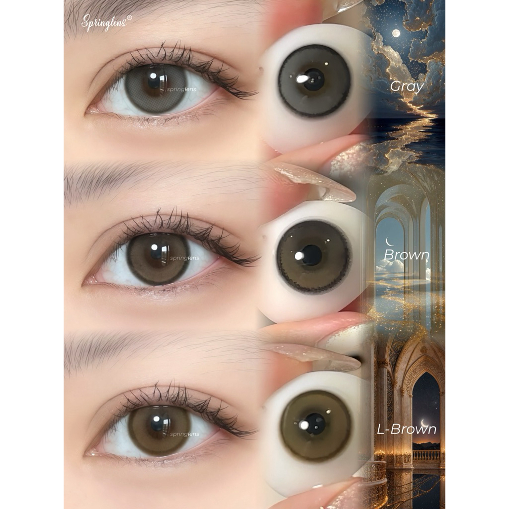 Kính áp tròng LIA GRAY (Julia) hiệu ứng xám trong viền phớt nhẹ 1 tháng | Spring Lens