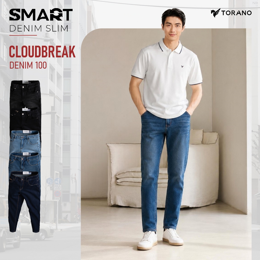 Quần Jeans nam PREMIUM JEANS TORANO dáng basic Slim Co Giãn Tốt, Không Bai Xù, Bền Màu, Phom Trẻ Trung EABJ012