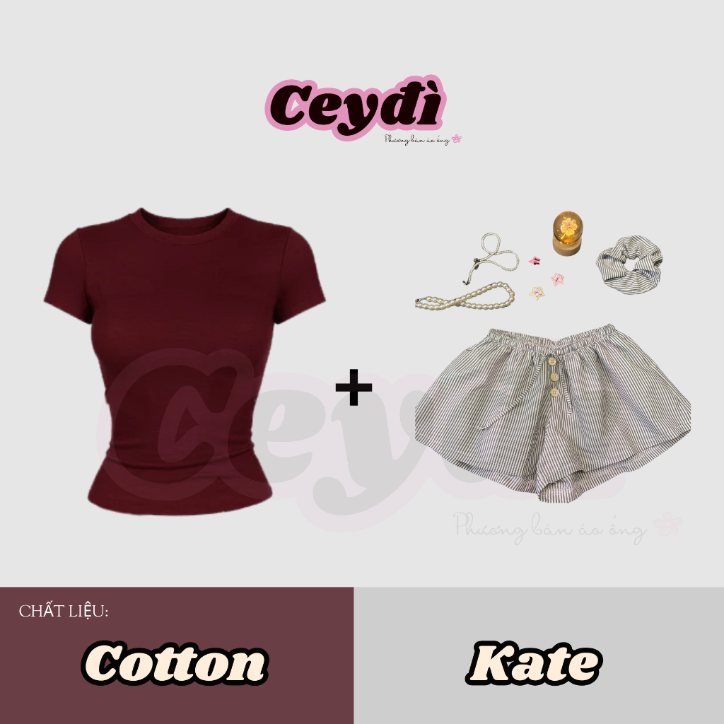 [SET THUN BODY] Sét quần hoa + áo thun ôm body