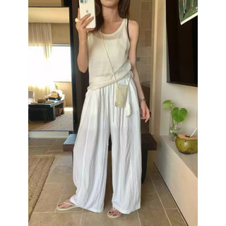 Quần Ống Rộng Nữ Chất Linen Siêu Mát Lưng Chun Dây Rút Vải Mềm Rủ Breeze Pants Dễ Phối Đồ - Cakecat