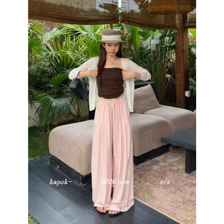 Quần Ống Rộng Nữ Chất Linen Siêu Mát Lưng Chun Dây Rút Vải Mềm Rủ Breeze Pants Dễ Phối Đồ - Cakecat