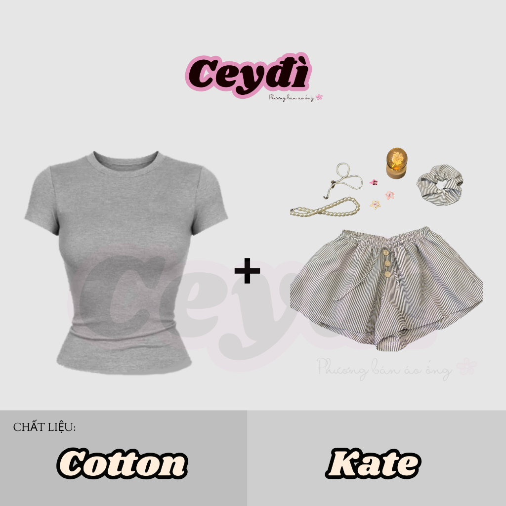 [SET THUN BODY] Sét quần hoa + áo thun ôm body
